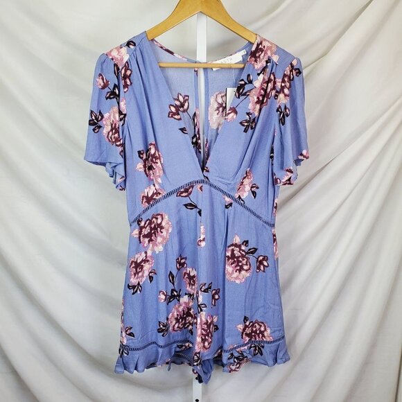 ASTR the LABEL Floral Boho Lightweight ROMPER in Light Purple NWT size L (A-3) - Picture 2 of 11